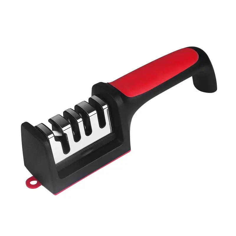 Kitchen Three Quarter Segment Knife Sharpener Stainless Steel Hand Held Sharpening Stone Black
