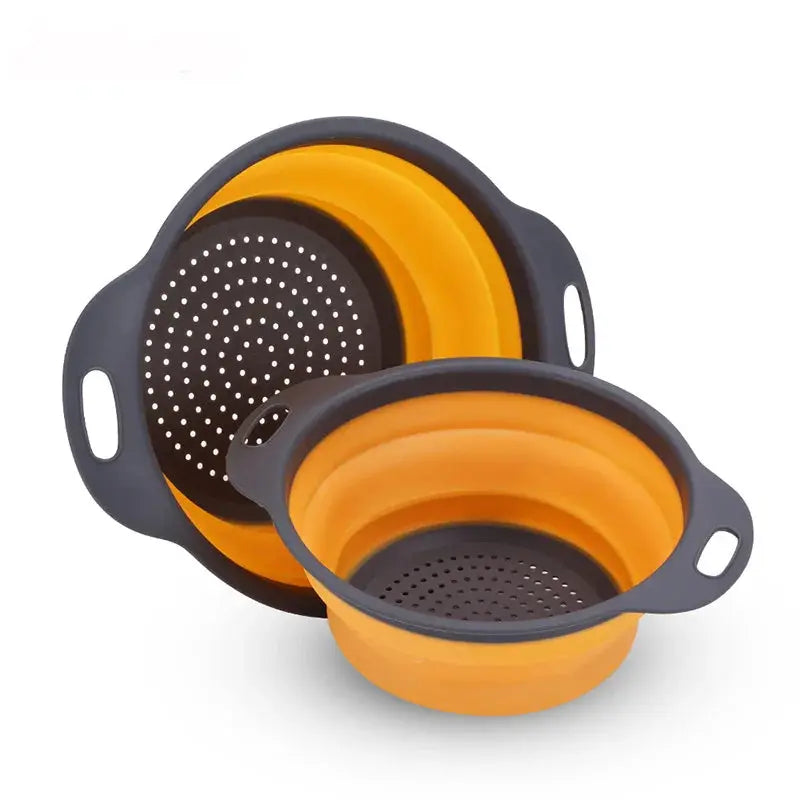 Silicone Collapsible Vegetable and Fruit Cleaning Basket Folding Drainage Colander Water Filter Net Kitchen Gadgets