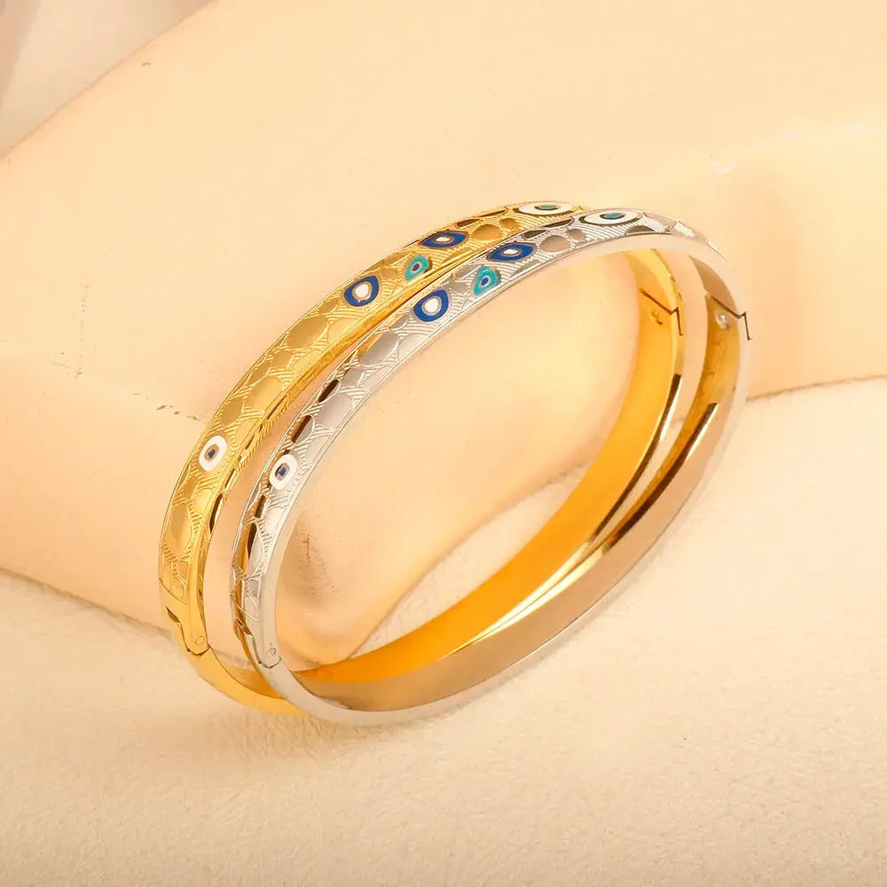 Geometric Stainless Steel Cuff Bracelet For Women With Adjustable Fit And Gold Color Plating