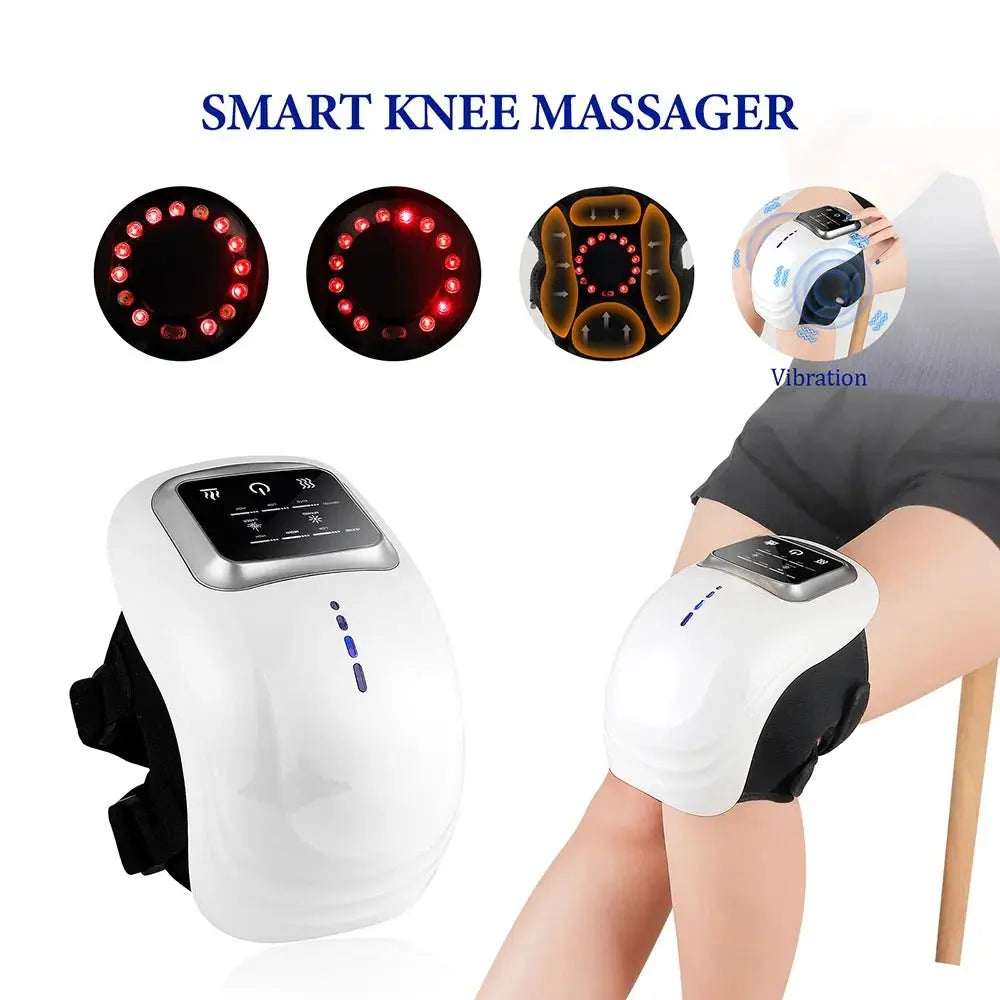 foreverlily Smart Knee Massager, white knee massager with external control panel and adjustable strap