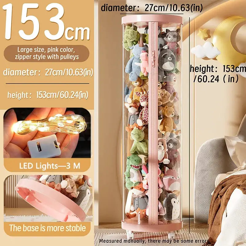 Transparent Doll Storage Box For Plush Toys And Dolls DIY Zipper Tube Organizer Christmas Gift For Kids