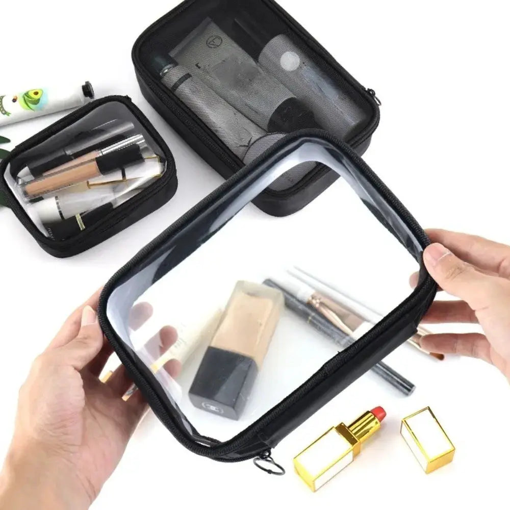 Transparent Travel Makeup Bag Zippered Waterproof Clear Cosmetic Organizer For Women Toiletries Kit