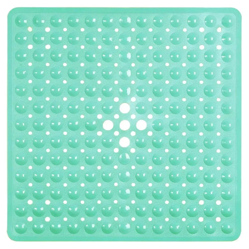 53x53cm PVC shower mat with suction cups; square teal anti-slip bath floor mat