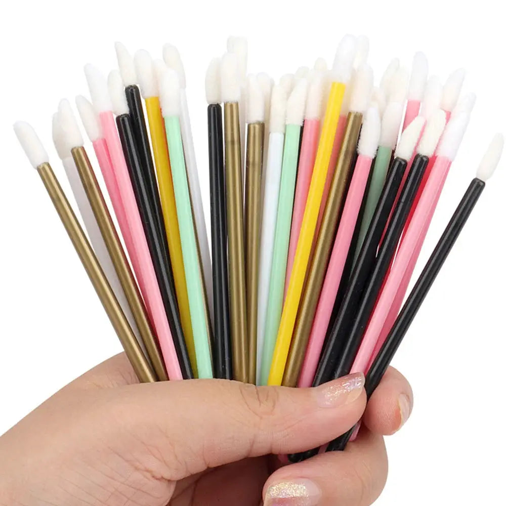 GlamKit 100 Pcs Disposable Cosmetic Brushes Set For Lip Eyelash Extensions Mascara And Lipstick