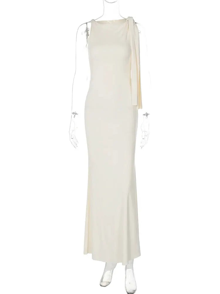 Hugcitar O Neck Sleeveless Patchwork Bodycon Maxi Dress Y2K Party