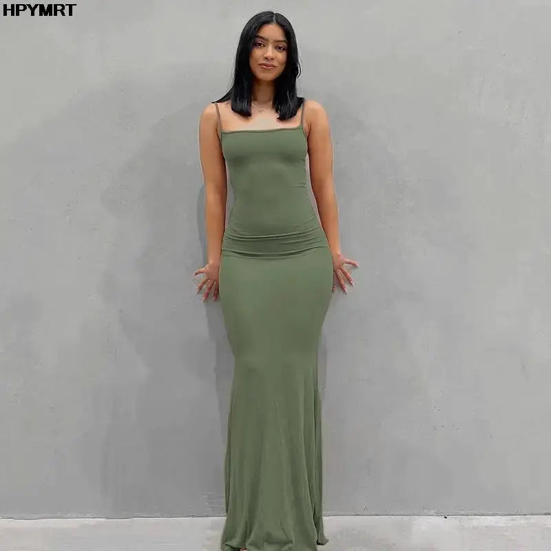 LuxeSilk Satin Slip Maxi Dress Sleeveless Backless Bodycon Elegant Party Ready Y2K Revival