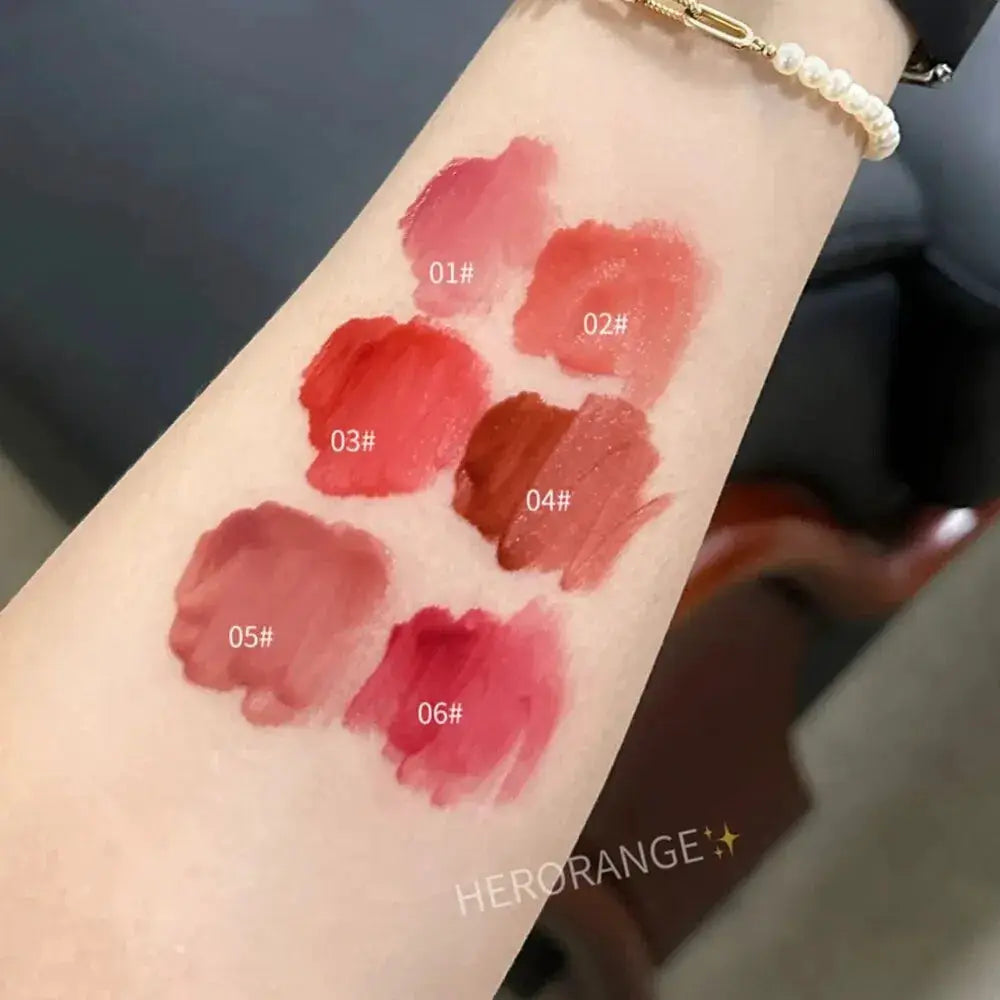 Lightly Glass Water Gloss Herorange Lip Glaze Mirror Shine Moisturizing Plumping Lips Long Lasting Makeup
