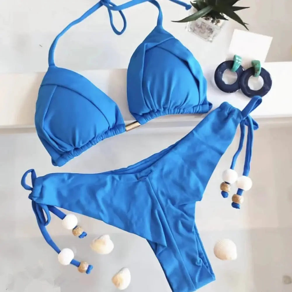 Ruotongsept 2025 New Sexy 13 Color Triangle Bikini Set For Women Push Up Brazilian Swimwear Beachwear