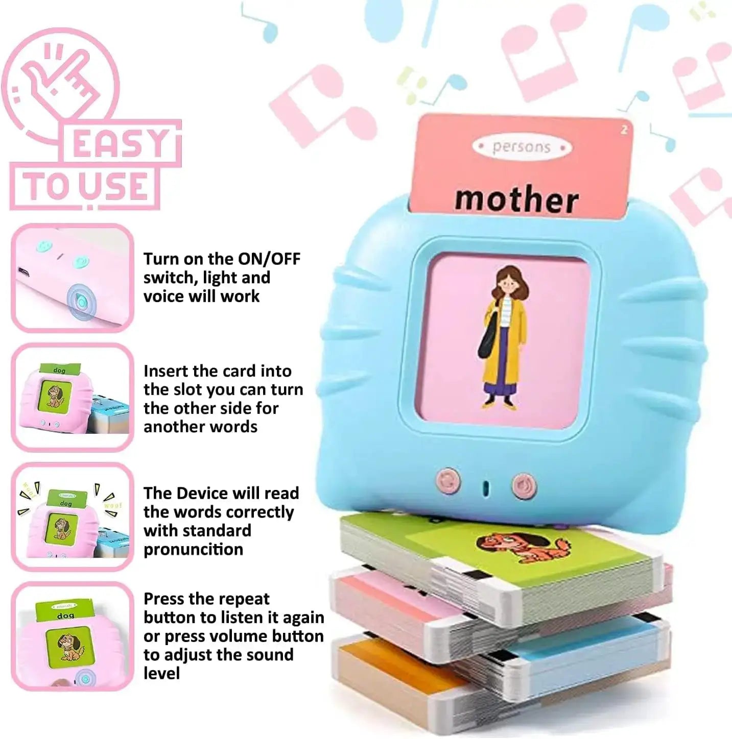 Talking Flashcards For Kids Preschool Learning Toy Engaging Electronic Audio Book Machine For Early Education Gift