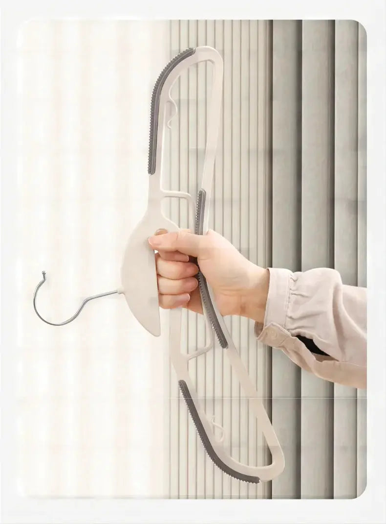 Multifunctional wet-and-dry clothes hanger; white with grey anti-slip grips for wardrobe (10Pcs)