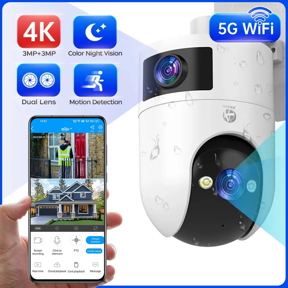 4K PTZ IP camera outdoor from Simples Market with dual lenses, 5G WiFi, waterproof