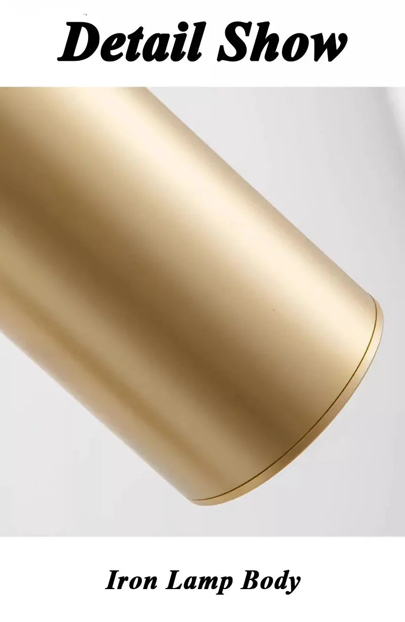 Rotatable wall lamp with gold iron finish and smooth cylindrical body
