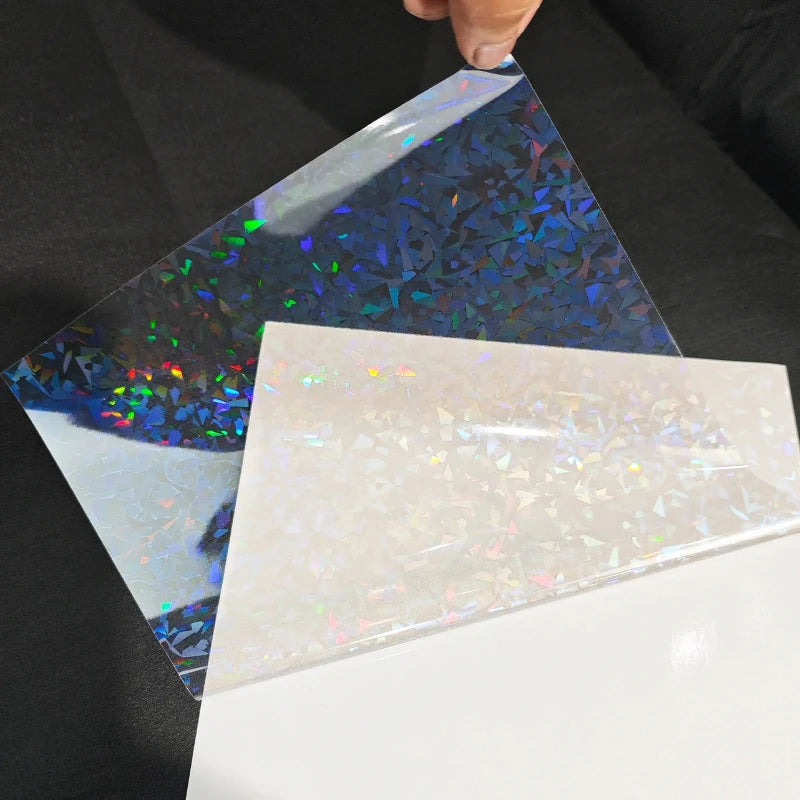 Holographic laminating film sheets, self-adhesive, 4.1x2.9in, 2 shown, pack of 50