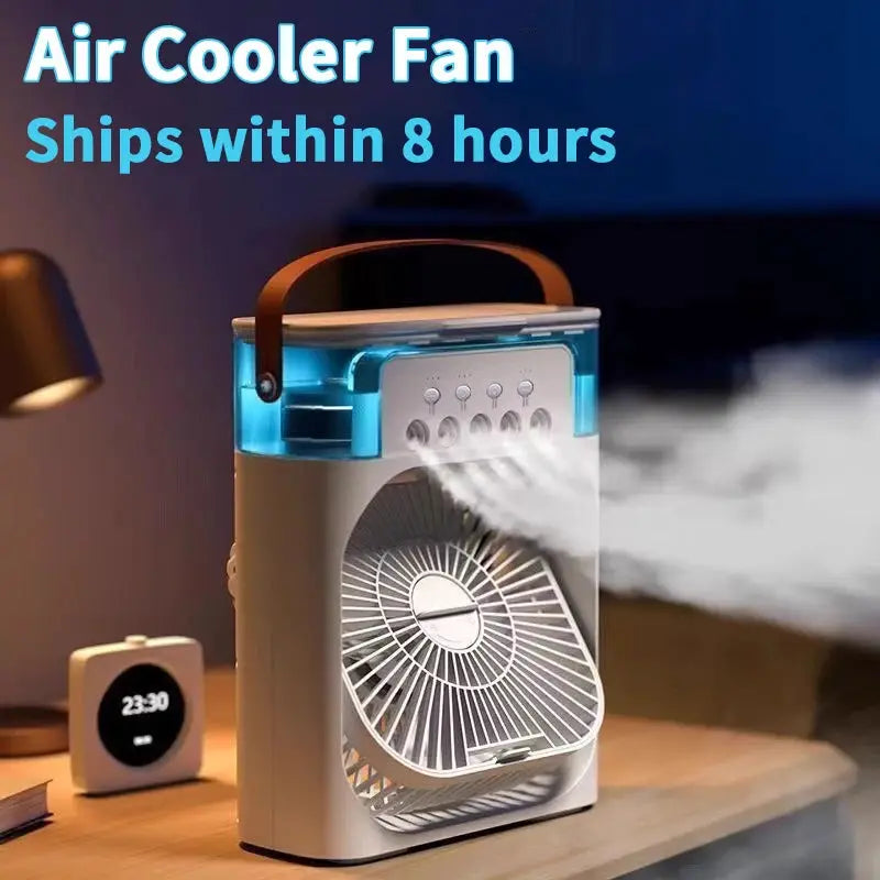 New 3 In 1 Portable Air Cooler Fan With Humidifier And Led Night Light For Home Office And Household Use
