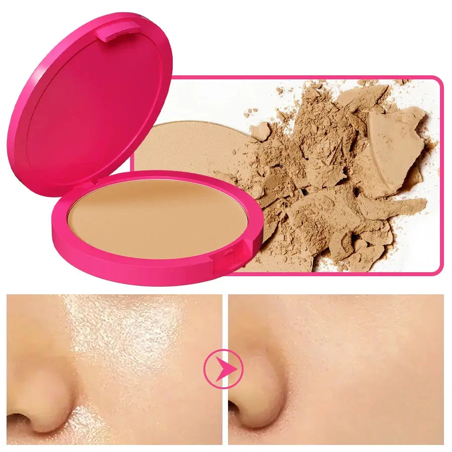 Kafurux Natural Matte Pressed Powder Oil Control Brighten Whitening Foundation Compact Concealer Makeup