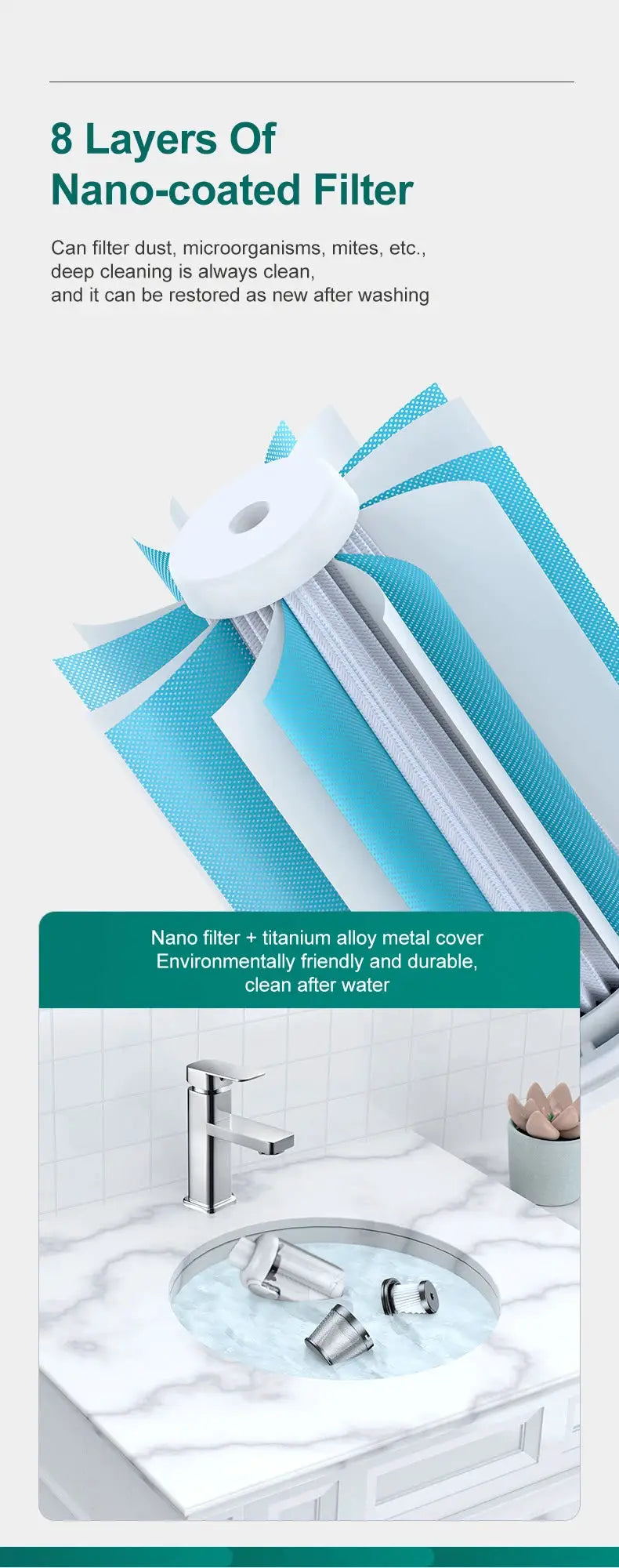 Multifunctional handheld vacuum cleaner by Simples Market with blue 8-layer nano-coated filter