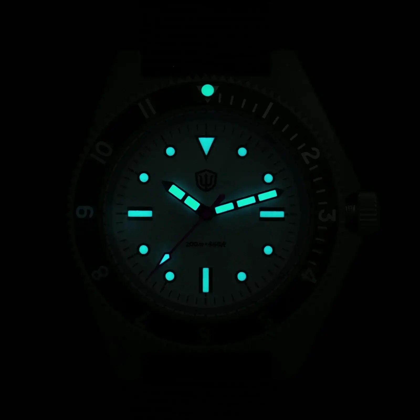 Watchdives WD1972 diver watch with luminous blue markers and glowing hands