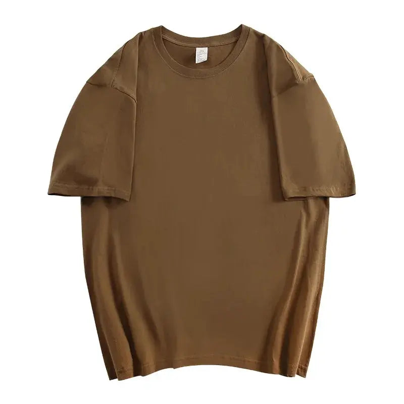 One Hundred Percent Cotton Unisex Short Sleeve T Shirt Loose Fit Crew Neck Solid Color Top For Men And Women