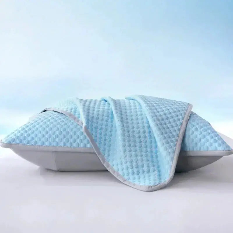 Summer Cooling Pillowcase by Simples Market, ice blue waffle-textured cover, 48x70 cm, washable