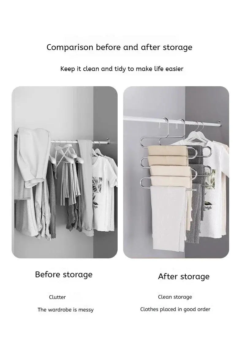 Simples Market 5-layer chrome clothes hanger rack for hanging and storage; non-slip.