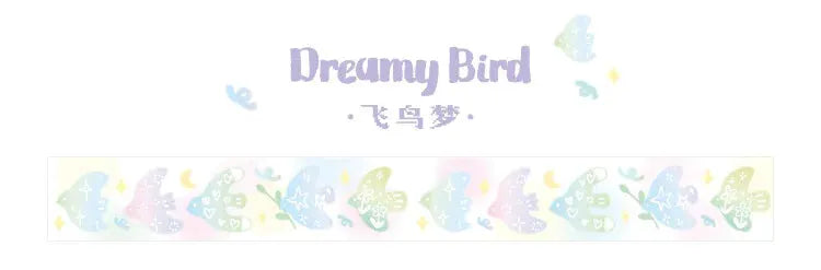 Decorative adhesive tape with Dreamy Bird pastel motif for junk journaling and scrapbooking, 1 piece