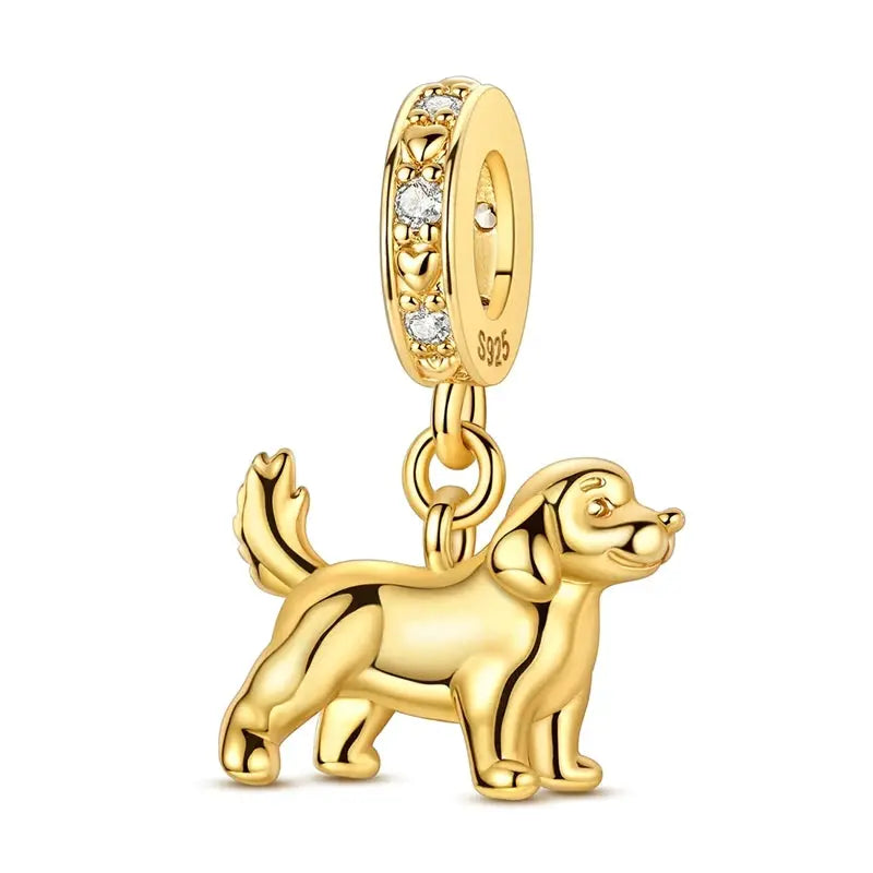 925 Sterling Silver Gold DIY Charms Beads Inlaid Zirconium Sun Leopard Pendants Fit Bracelet For DIY Jewelry Making