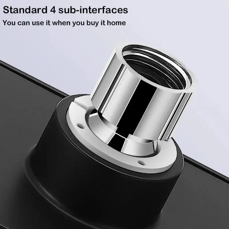 Shower head mount adapter with chrome finish on black base