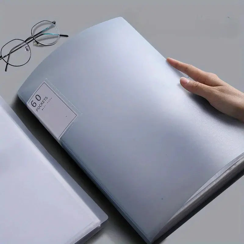 Data Book A4 transparent insert folder by Simples Market; clear multi-layer pockets, large capacity (2 shown).