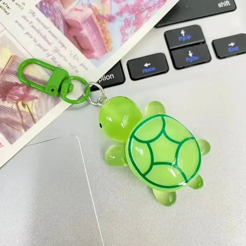 Glow In The Dark Turtle Keychain For Women And Girls Backpack Pendant Colorful Tortoise Keyring Gift