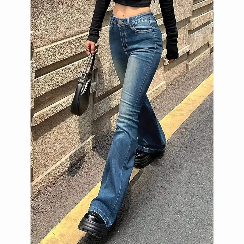 2025 High Waist Flared Bootcut Jeans Women Stretch Denim Bellbottoms
