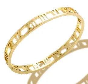 Geometric Stainless Steel Cuff Bracelet For Women With Adjustable Fit And Gold Color Plating
