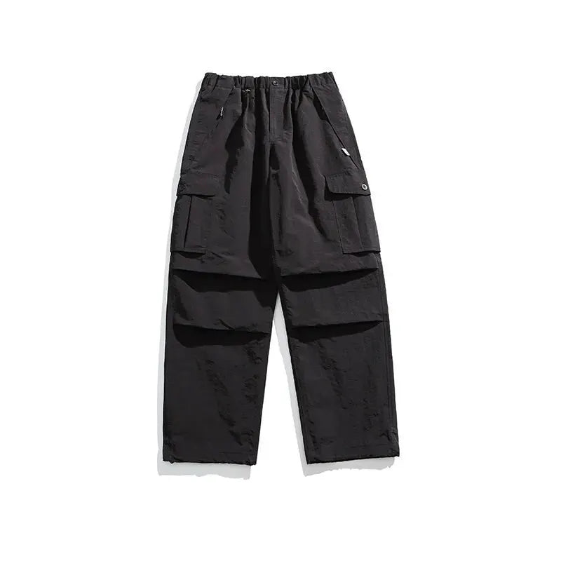 Ultra Loose Outdoor Cargo Pants Simples Market, black waterproof quick-dry techwear with wide legs and pockets