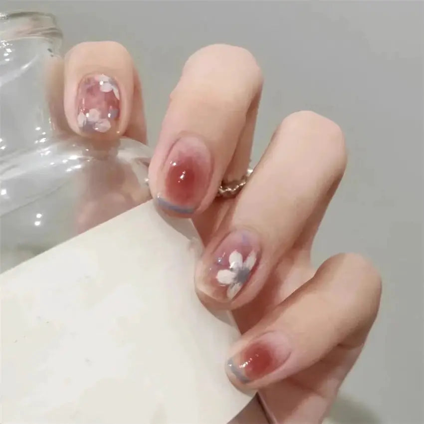 GlamNails Ultra Thin Press On Nails Full Set 24 Pieces Round Head Coffin Shape Durable Flawless Manicure