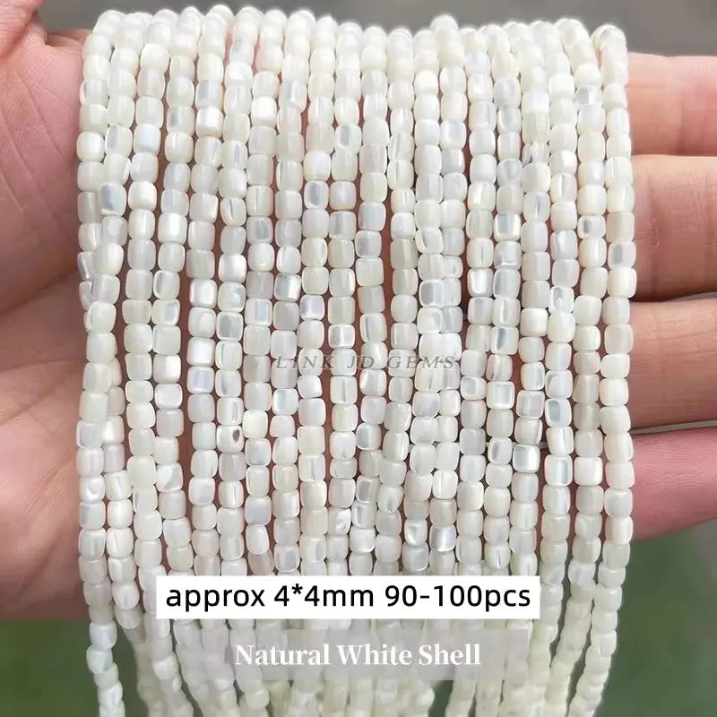 Natural white shell beads, irregular smooth 4mm spacers, 90–100 pcs for jewelry making (Simples Market)