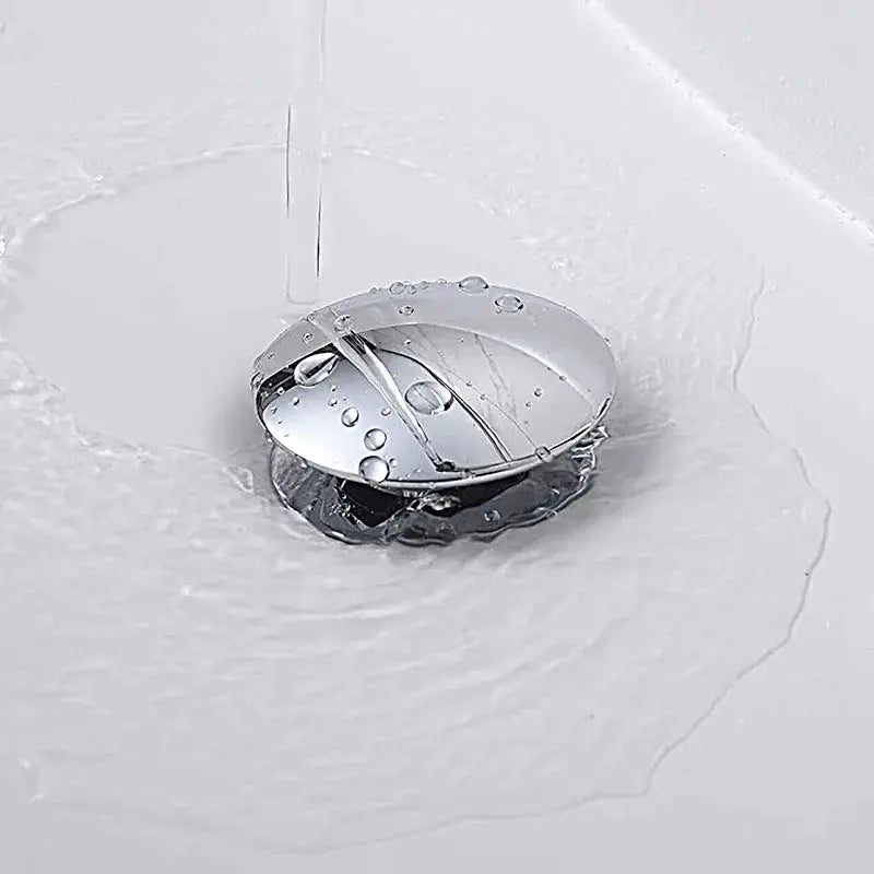 Bathroom sink push-down pop-up stopper drain, chrome finish, Simples Market