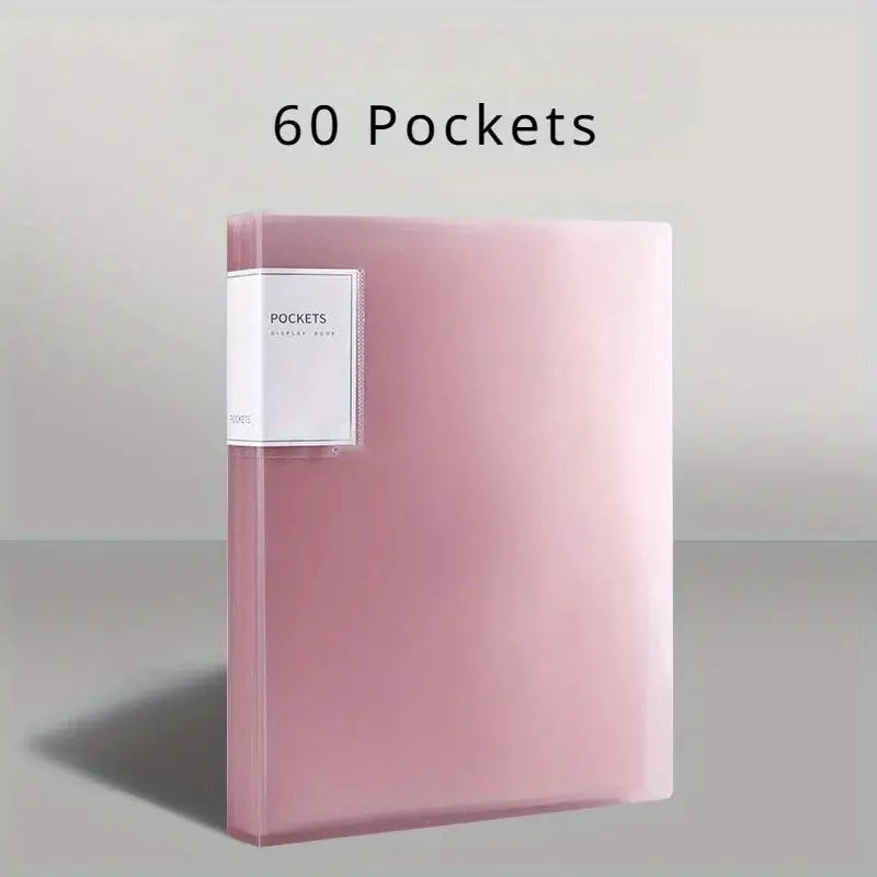 A4 pink transparent insert folder with 60 pockets for data pages