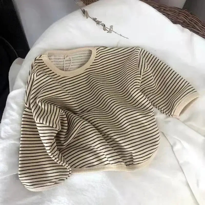 Lawadka Cotton Striped Long Sleeve T Shirt For Kids Boys And Girls Casual Autumn Spring Size 1 To 8T