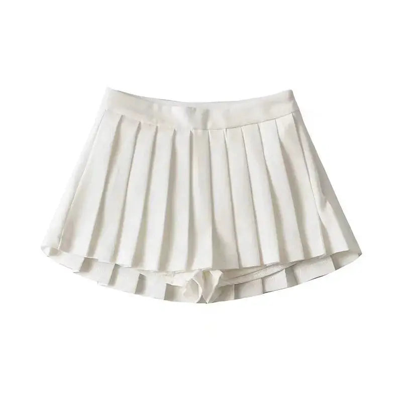 Women Pleated High Waist Mini Skirt White Vintage Korean Inspired A Line Dance Skirt All Day Comfort