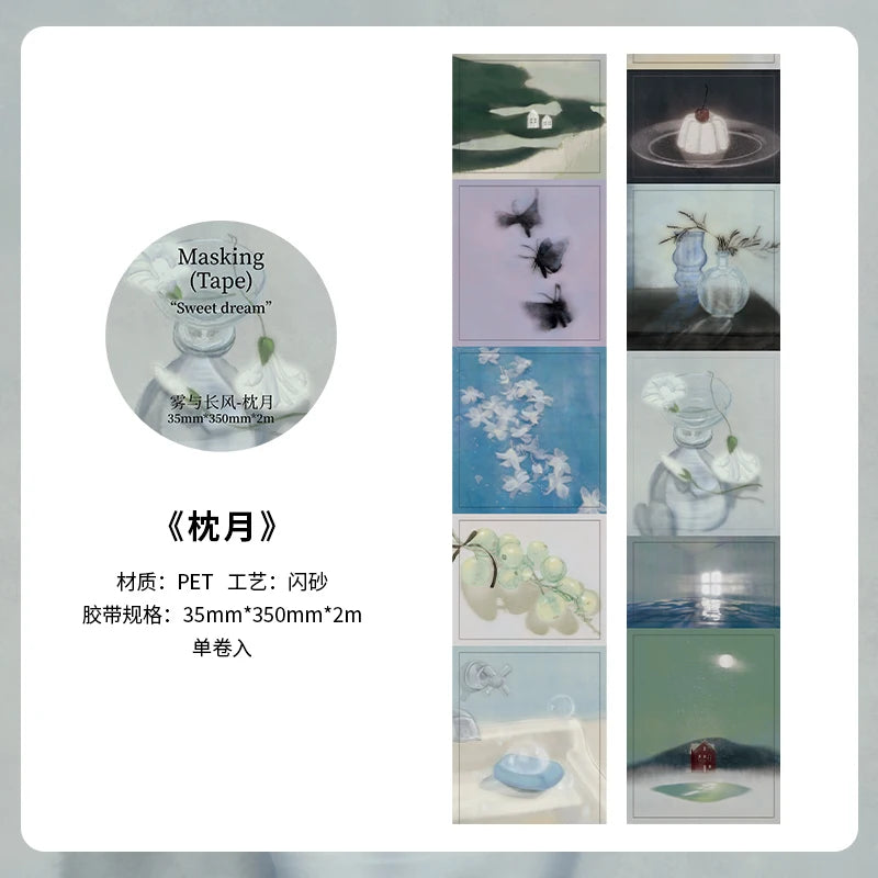 Decorative masking tape 2m roll by Simples Market; scenic collage designs on PET tape, 35mm×350mm×2m