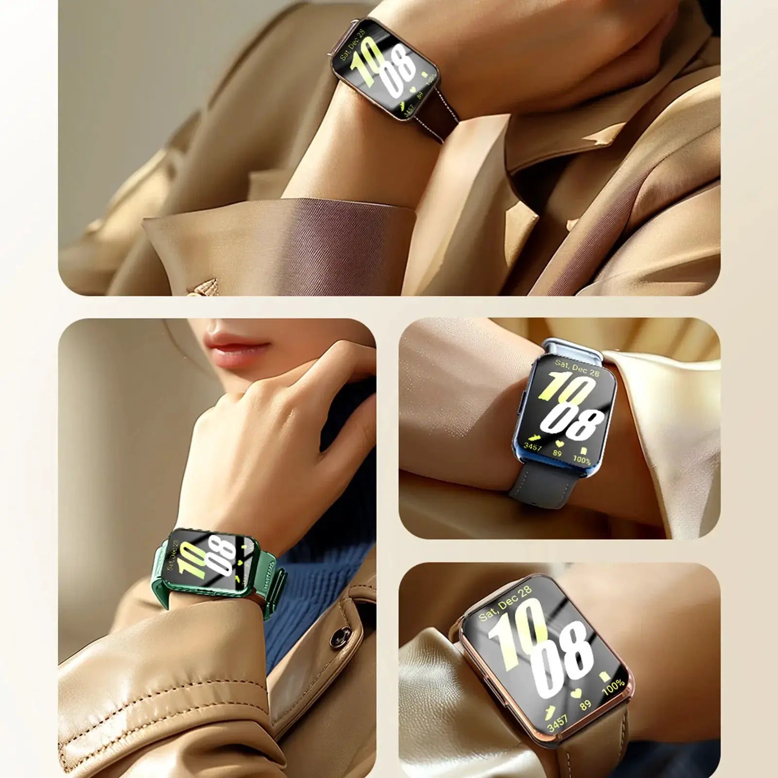 Case for Samsung Galaxy Fit3 TPU full-coverage protective cover; shown with green, brown, and blue strap options