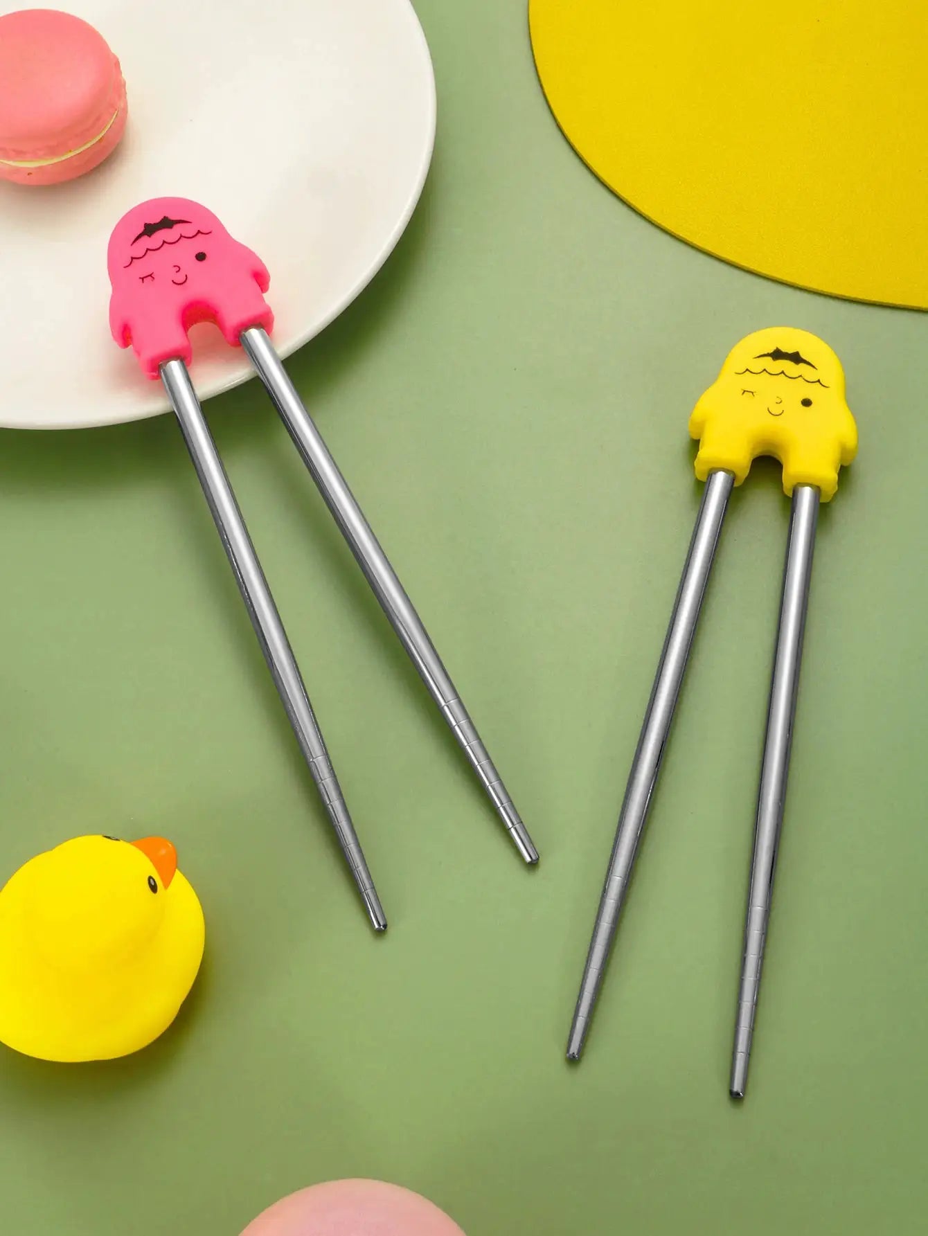 Cartoon Practice Dining Chopsticks for Children and Beginners with Removable Ergonomic Grip