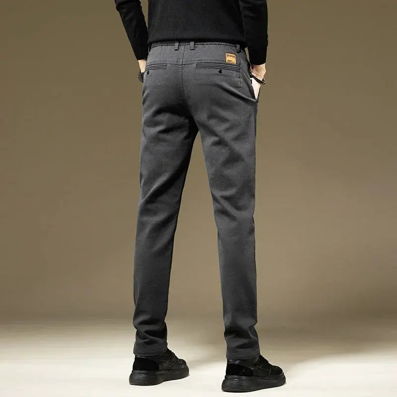 KUBRO men's casual cotton grey pants, straight-leg work trousers by Simples Market
