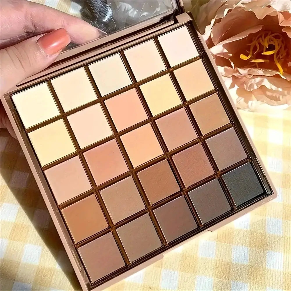LuxeEyes 25 Color Eyeshadow Palette Neutral Gray And Brown Earth Tones For Natural To Dramatic Day To Night Looks