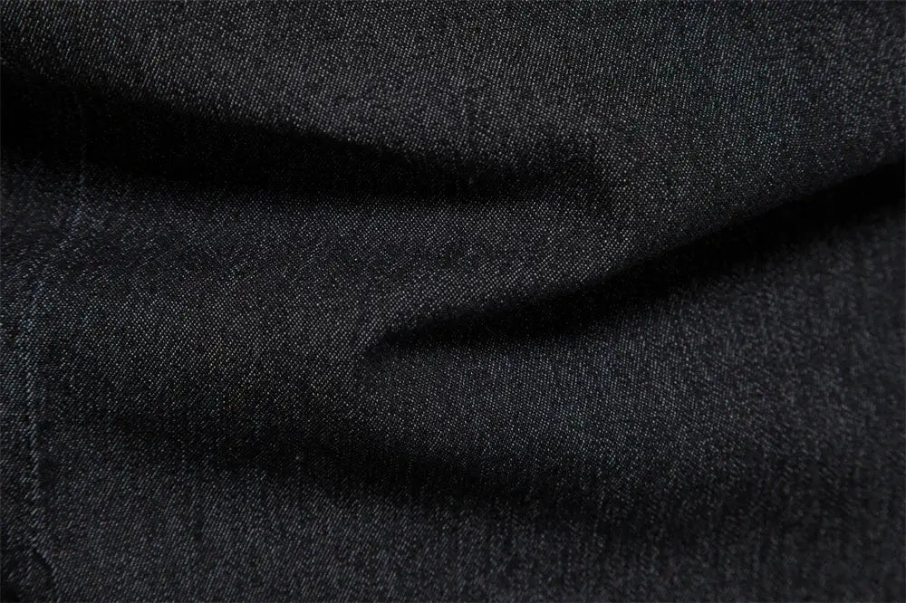 AIOPESON denim shirt fabric close-up; elastic cotton denim in dark indigo, Simples Market brand
