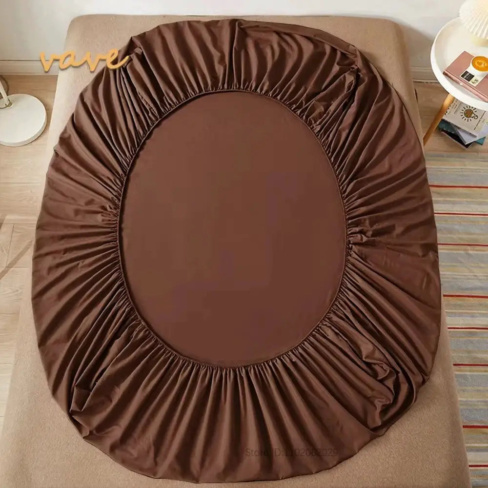 Simples Market brown cotton fitted sheet with elastic bands for full-size mattress