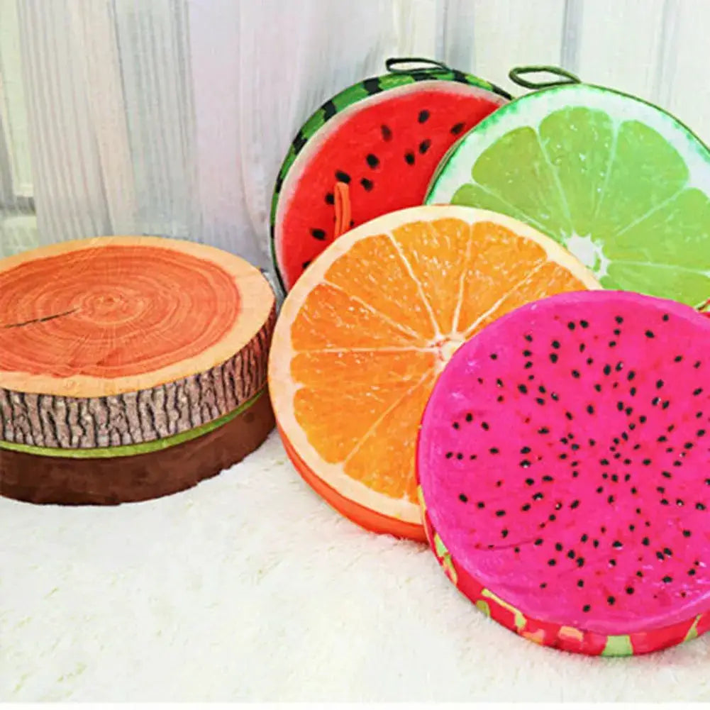 Set of 4 fruit-shaped cushions for sofa and living room decor: watermelon, orange, lime, dragon fruit