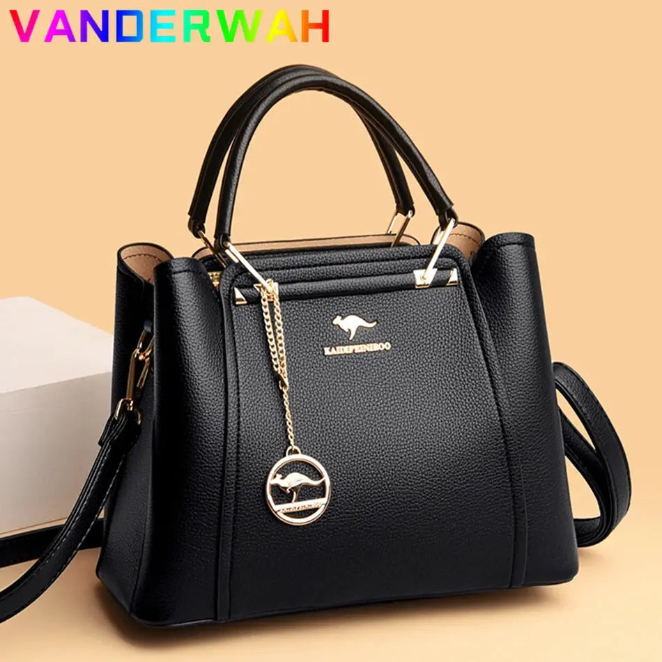 NobleGrace Soft Leather Luxury Handbag Women Triple Layer Tote Large Capacity Shoulder And Crossbody Bag