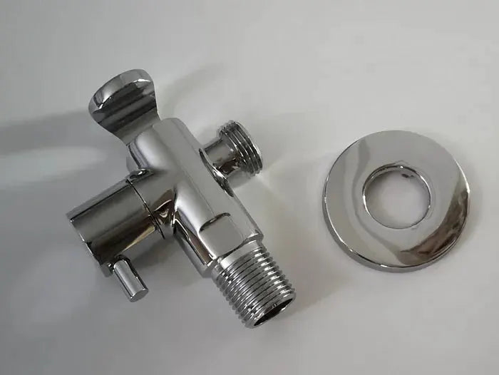 Chrome handheld bidet shower valve with wall escutcheon plate, 2-piece set
