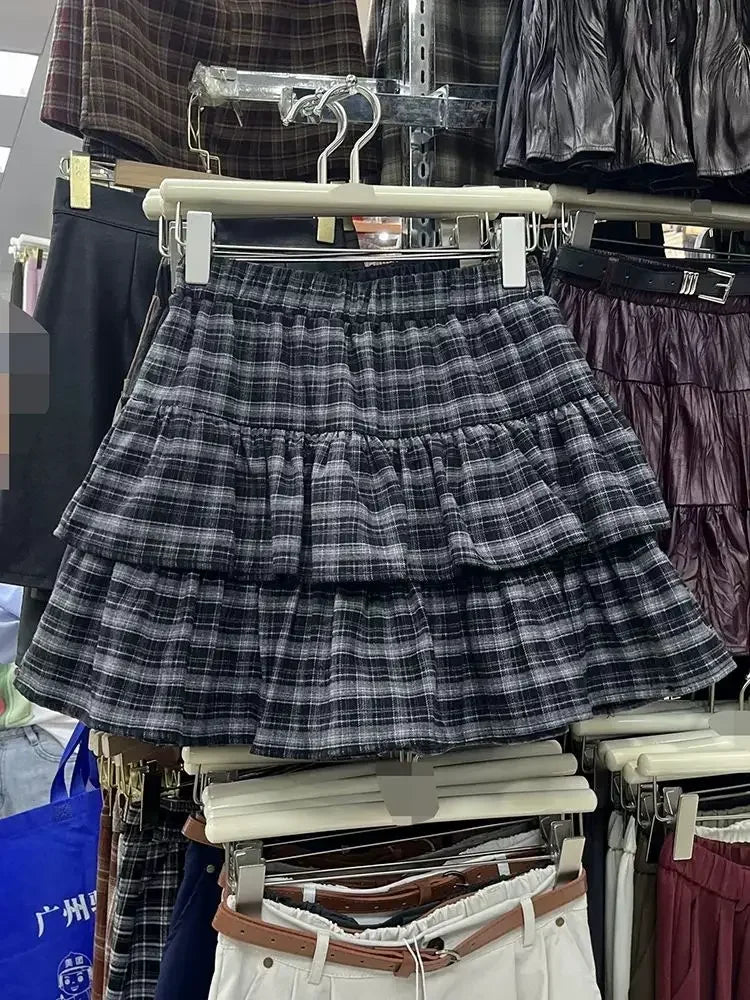 Tokyo Prep Co Y2K Ruffled Plaid Skirt With Punk Rock Subculture Vibe And Cute Preppy Twist