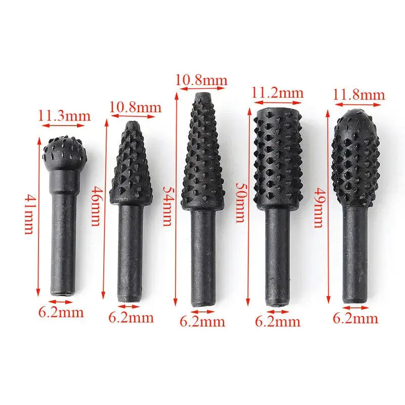 Five Piece One Quarter Inch Drill Bit Set For Woodworking And Carving Titanium Coated High Carbon Steel